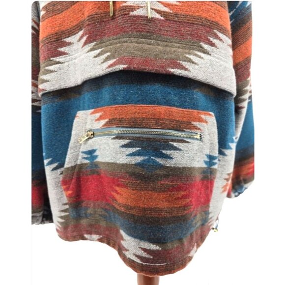 Mainstrip Womens Half Zip Aztec Southwestern Pullover Hoodie Size M - Picture 4 of 11